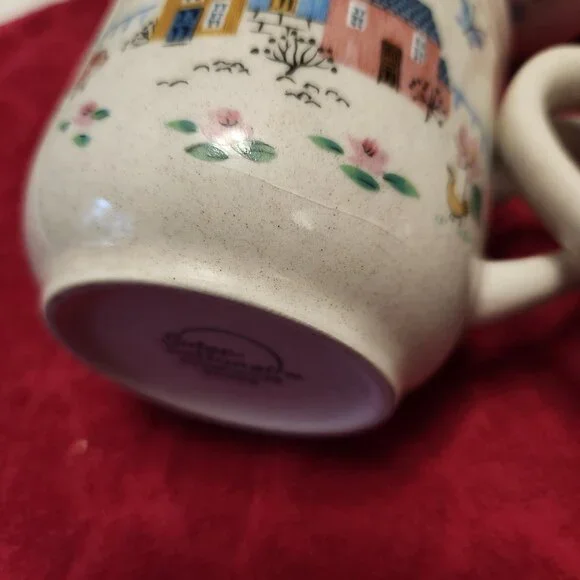 International Stoneware Heartland Village Japan Coffee Cup Set of 3 Vintage - Picture 8 of 8